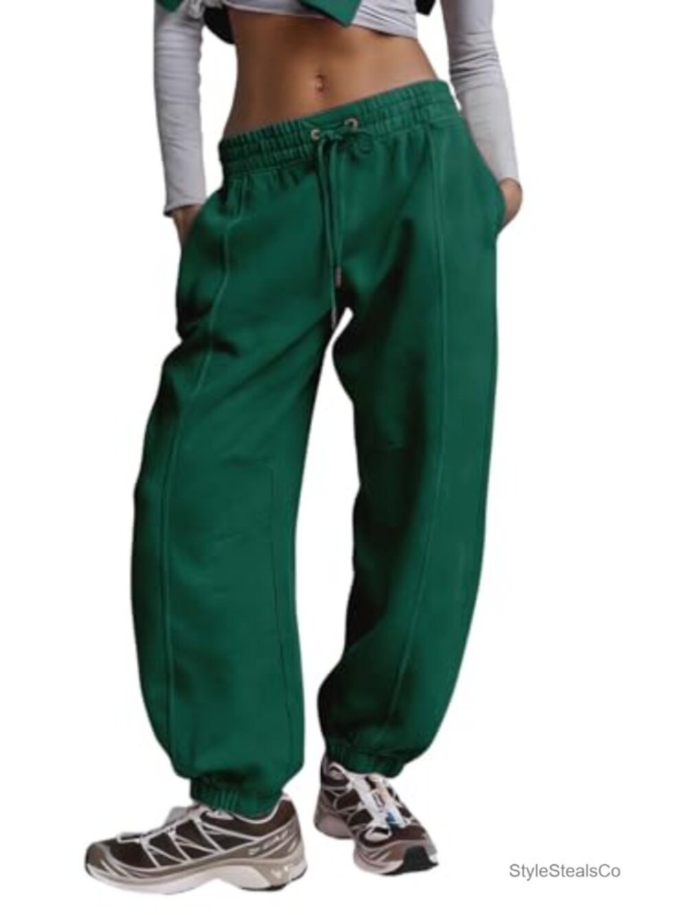 Wide Leg Barrel Sweatpants Baggy Cotton Elastic Waist Joggers Drawstring Lounge